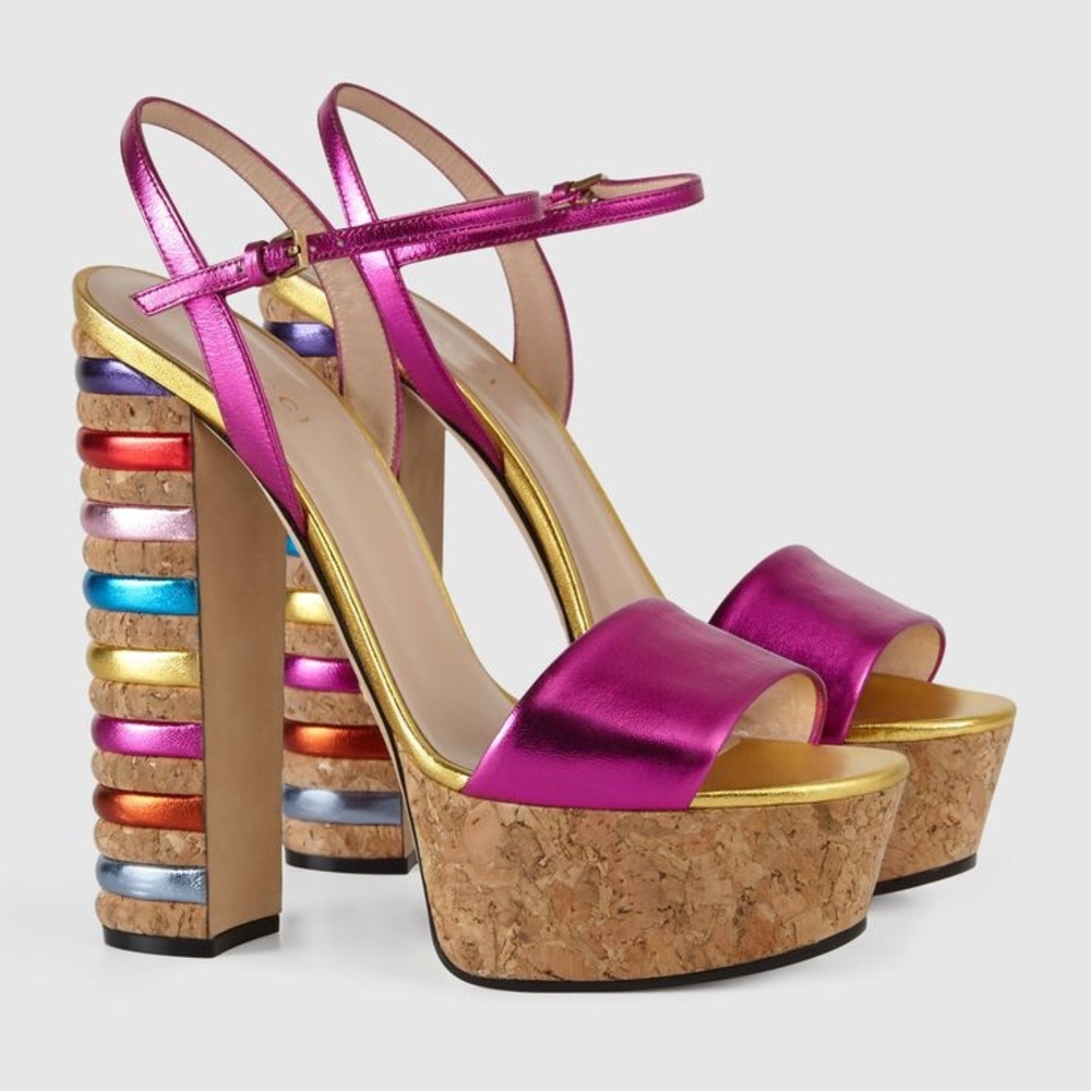 SOLD - Gucci Metallic Multicolor Platform Sandals